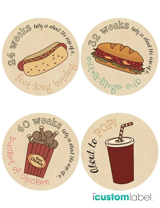 Junk Food Paper Pregnancy Stickers