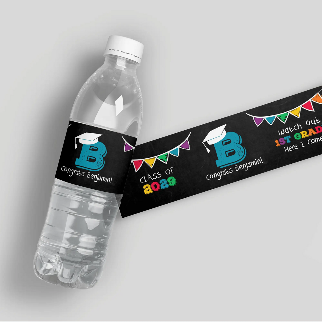 Kindergarten Graduation Water Bottle Labels - iCustomLabel