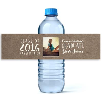 Kraft Paper Graduation Water Bottle Labels