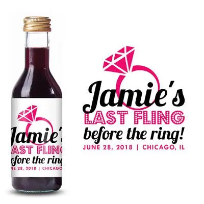 Last Fling Before The Ring Mini Wine Label