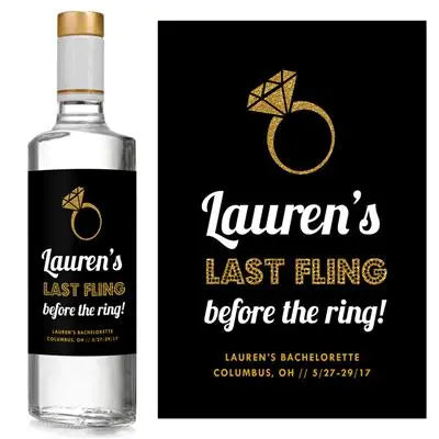 Last Fling Glitter Bachelorette Liquor Label