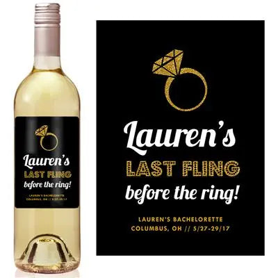 Last Fling Glitter Bachelorette Wine Label