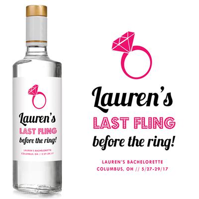 Last Fling Pink Bachelorette Liquor Label