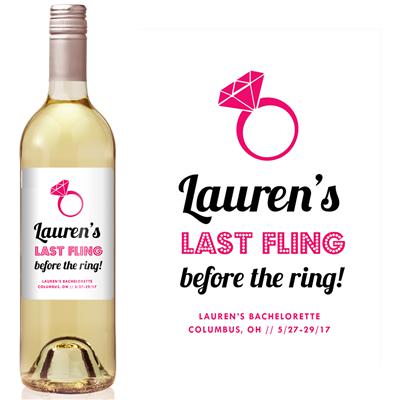 Last Fling Pink Bachelorette Wine Label
