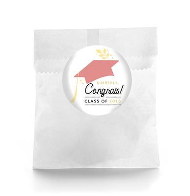 Laurel Coral Graduation Favor Labels