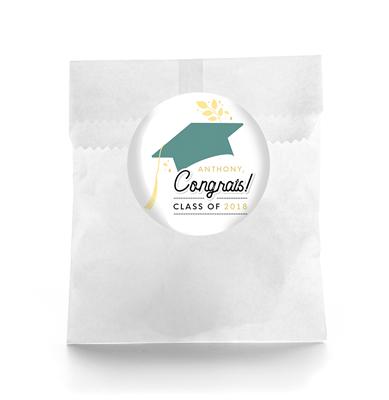 Laurel Teal Graduation Favor Labels
