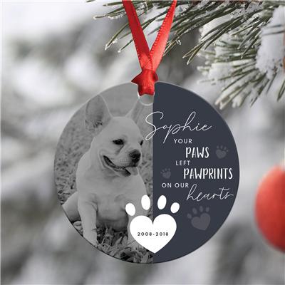 Left Pawprints Christmas Ornament