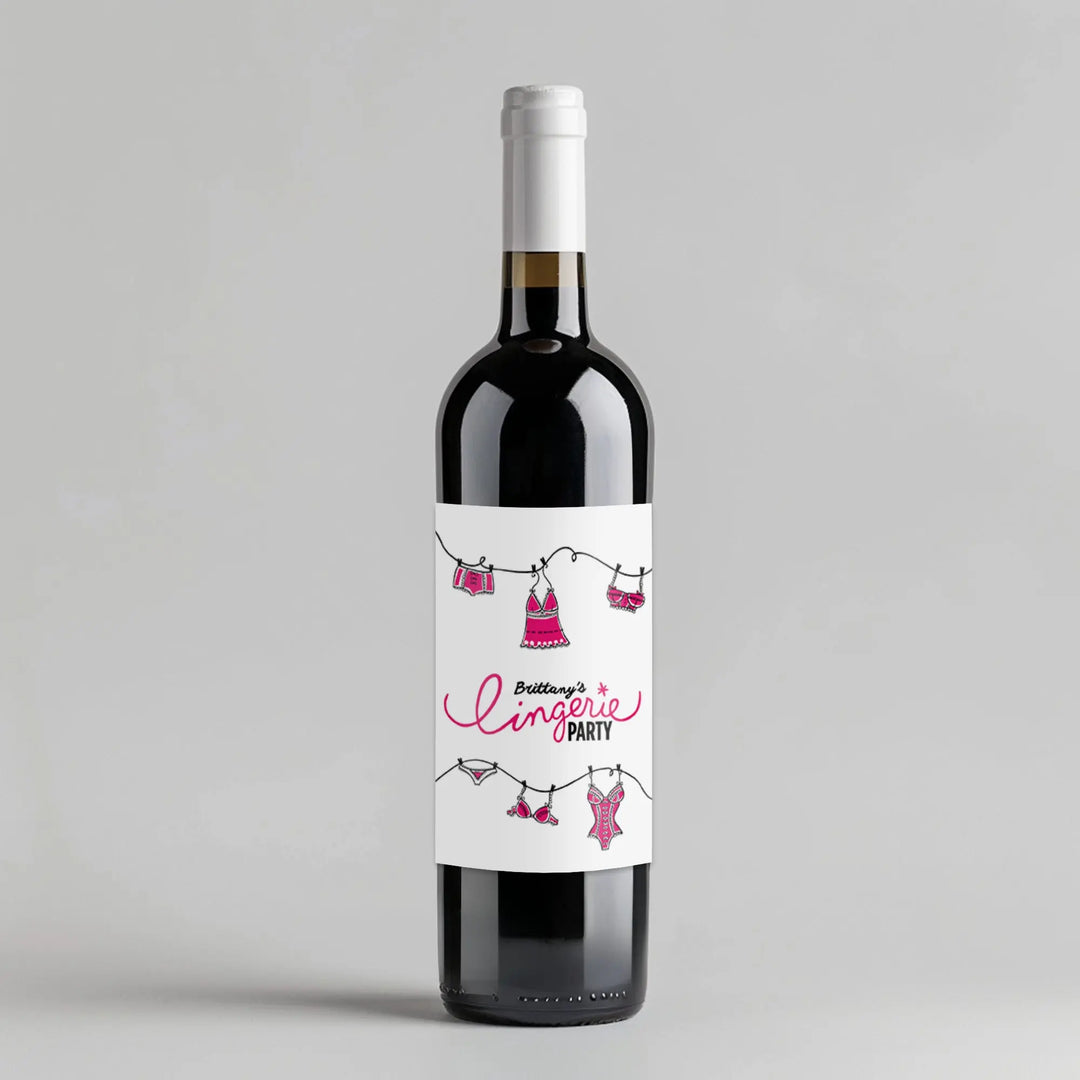 Lingerie Party Bachelorette Wine Label iCustomLabel