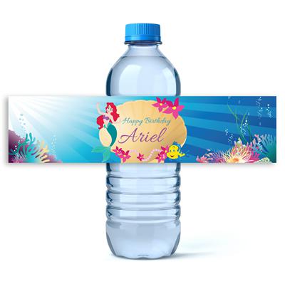 Little Mermaid Birthday Water Bottle Labels