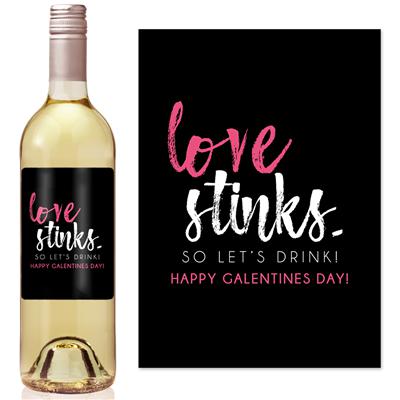 Love Stinks Galentines Day Wine Label