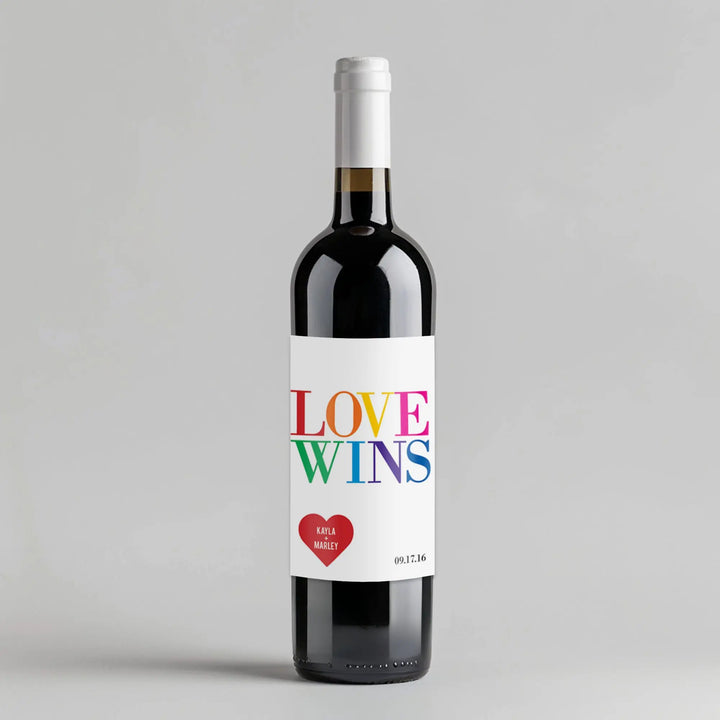 Love Wins Pride Wine Label iCustomLabel