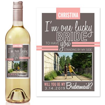 Lucky Bride With Photo Wine Label
