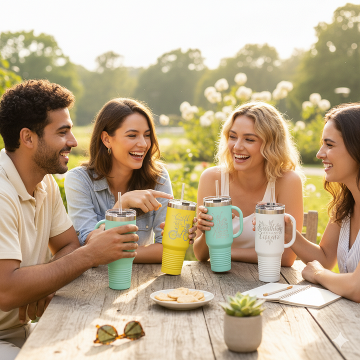 40 oz. Polar Camel High-Endurance Travel Mug with Handle, Snap Lid & Straw- Insulated Powder Coated Tumbler