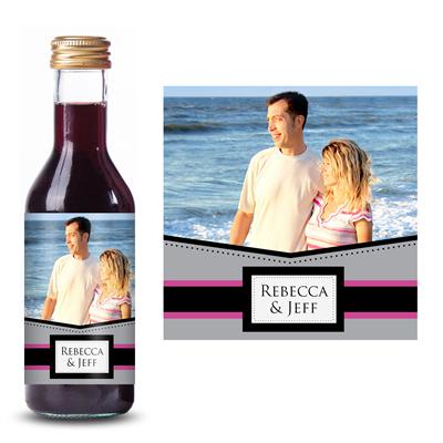 Magenta Grey Photo Mini Wine Label