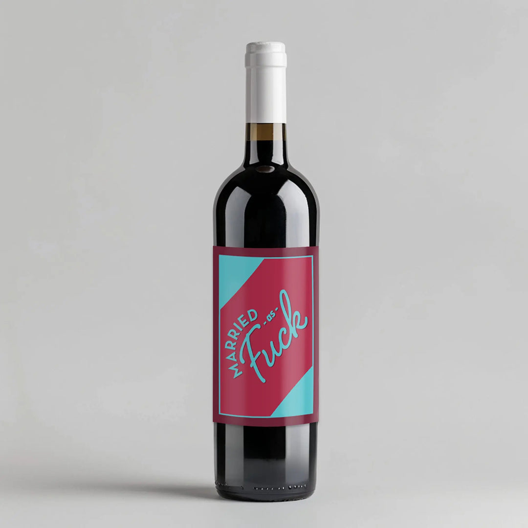 Married AF Retro Wine Label iCustomLabel