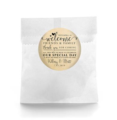 Means the World Welcome Wedding Favor Labels