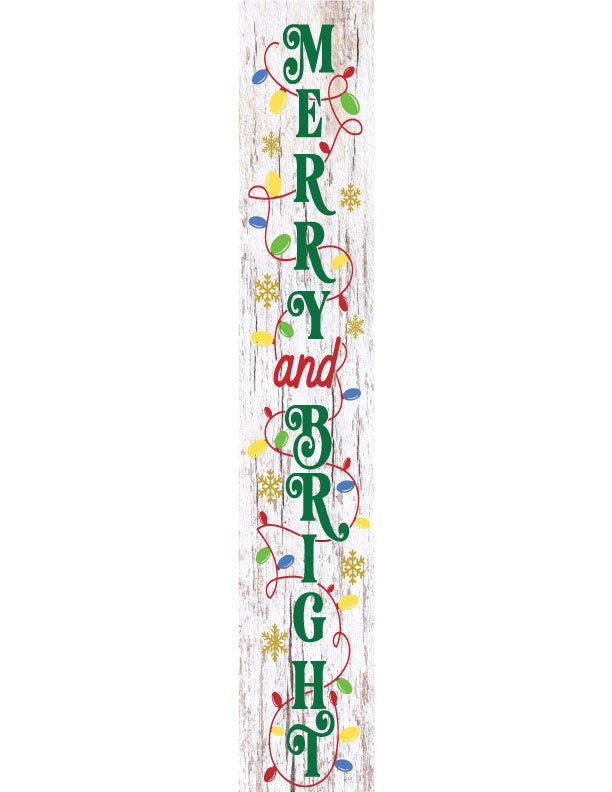 Merry and Bright Christmas Porch Leaner Welcome Sign