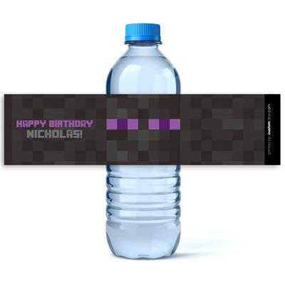 Minecraft Enderman Birthday Water Bottle Labels