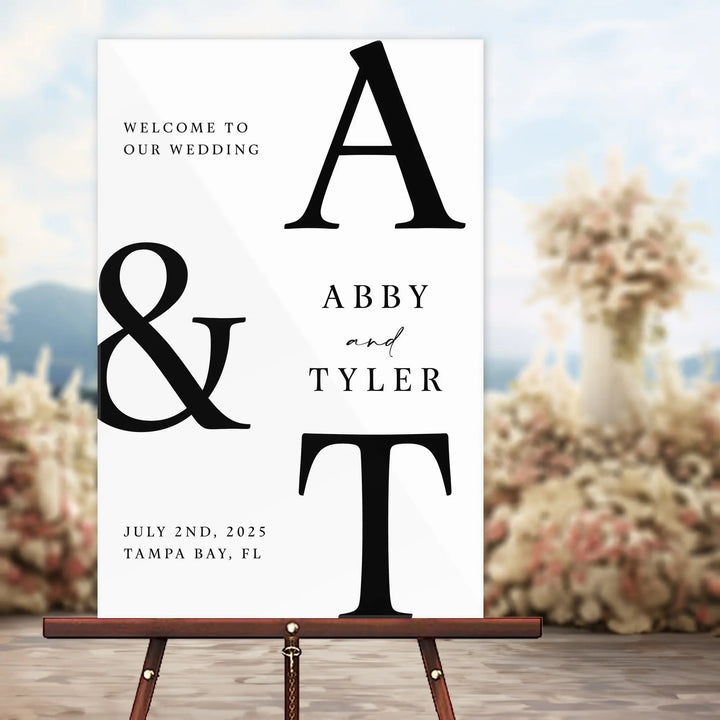 Minimal Initials Wedding Welcome Sign - iCustomLabel