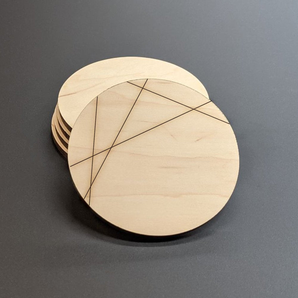 Modern Geometric Line Wood Coasters