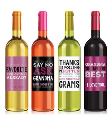 Moms Grandma Wine Label Set