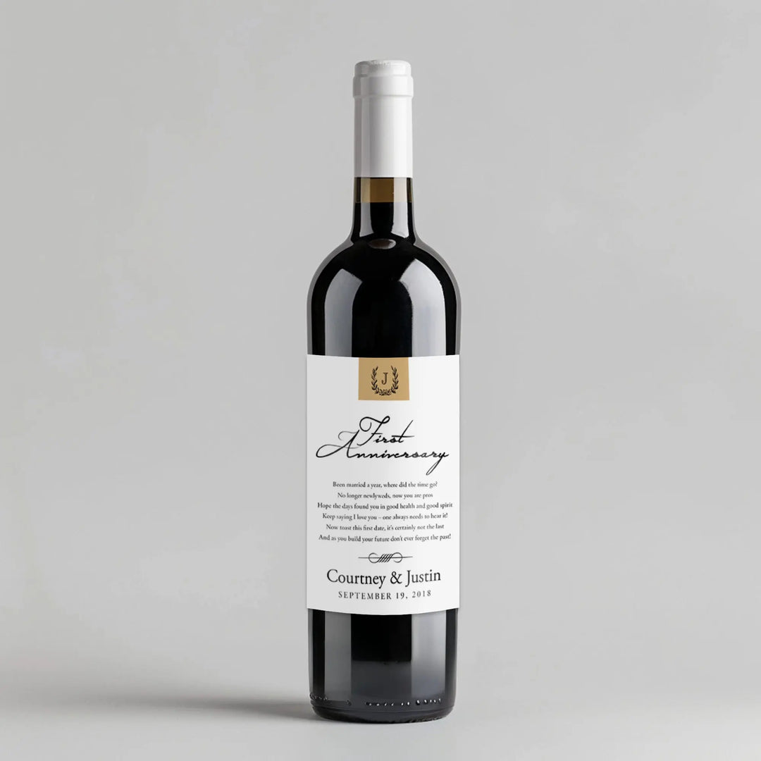 Monogram Anniversary Milestone Wine Label iCustomLabel