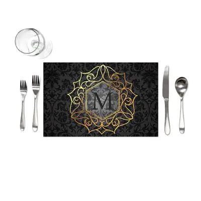 Monogram Black Gold Placemats