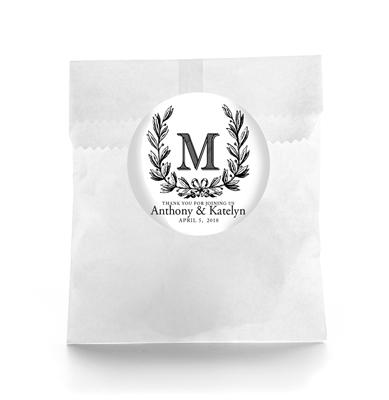 Monogram Wreath Wedding Favor Labels