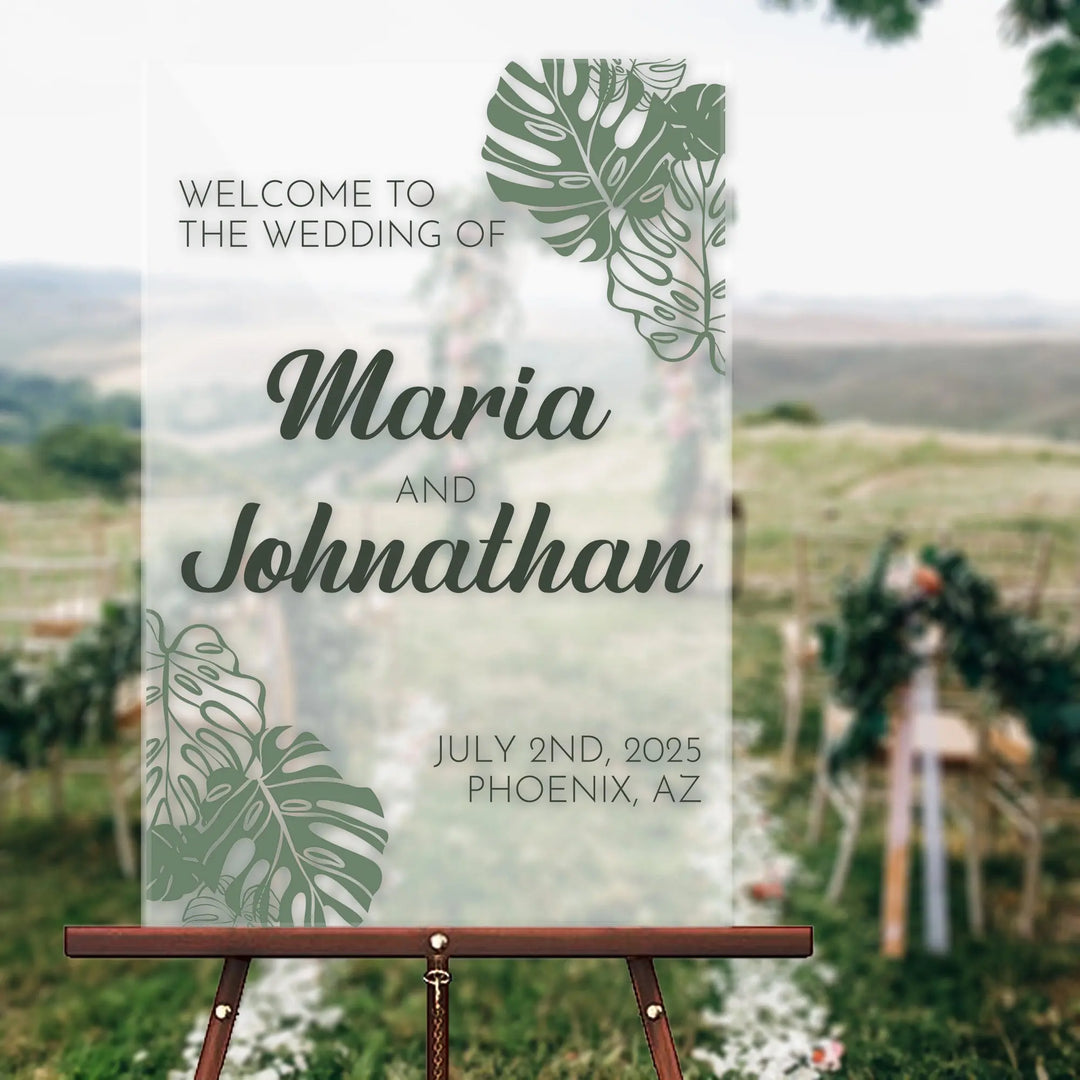 Monstera Wedding Welcome Sign - iCustomLabel