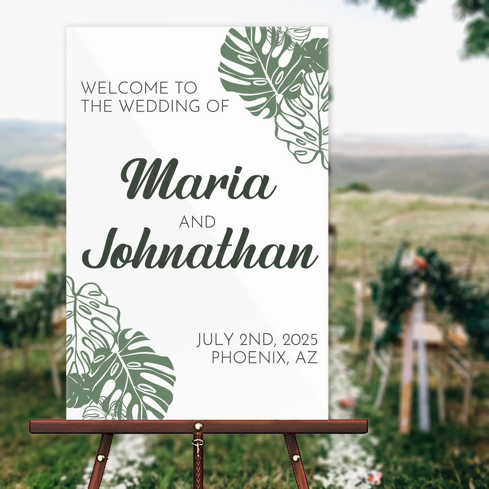 Monstera Wedding Welcome Sign - iCustomLabel