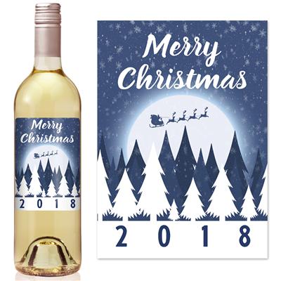 Moon Lit Christmas Wine Label