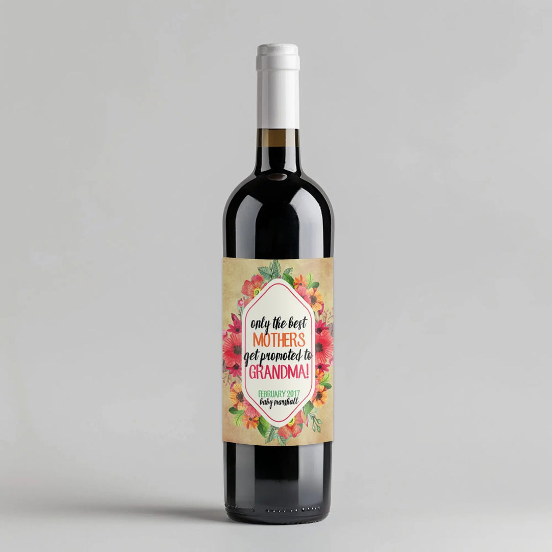 Mothers Promoted to Grandma Wine Label iCustomLabel