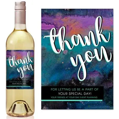 Multi Watercolor Thanks Wine Label