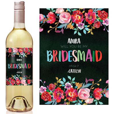 Multicolor Bridesmaid Wine Label