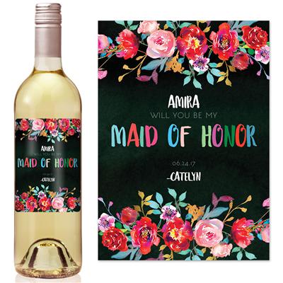 Multicolor Maid Of Honor Wine Label
