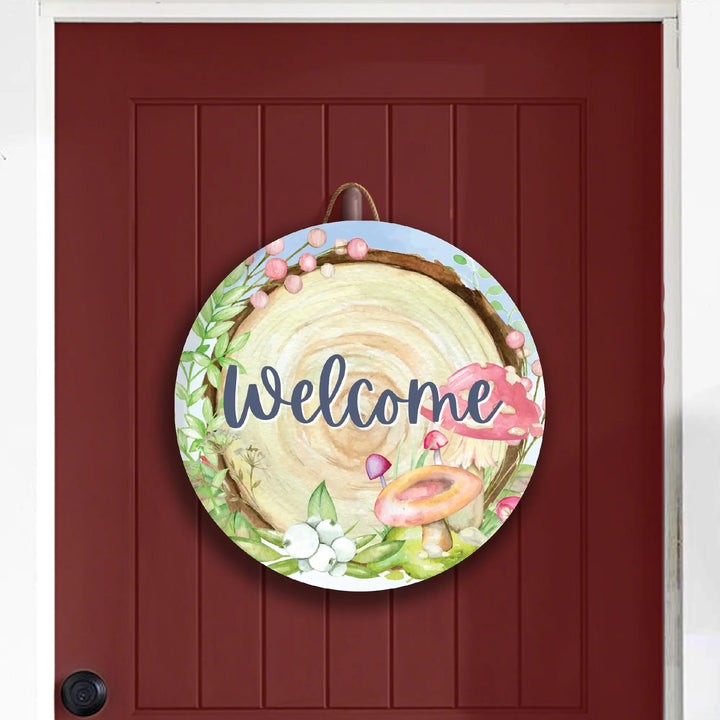 Mushroom Welcome Front Door Decor iCustomLabel