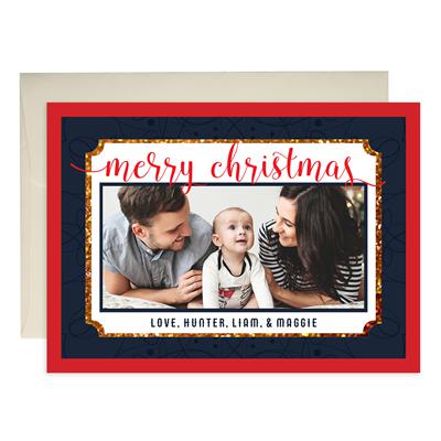 Navy Red Holiday Cards