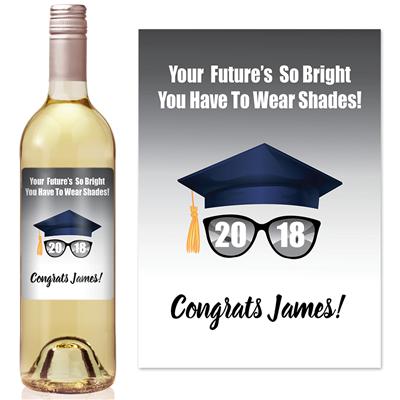 Navy Shades Graduation Wine Label
