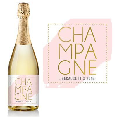 New Year Pink Champagne Label