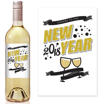 New Year White Gold No Name Wine Label