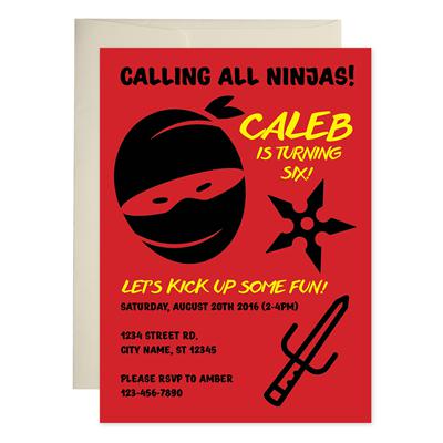 Ninja Birthday Invitations