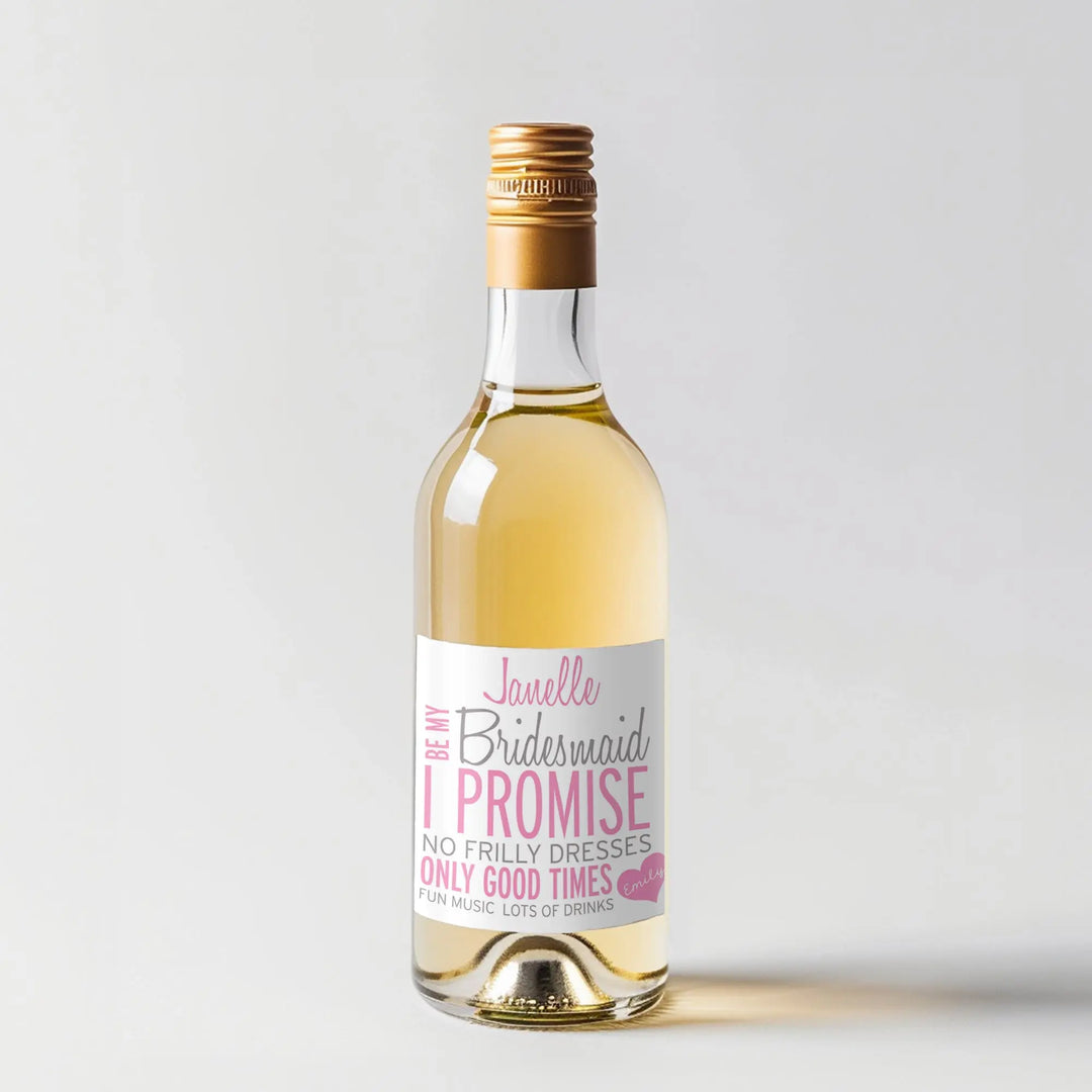 No Frilly Bridesmaid Mini Wine Label iCustomLabel