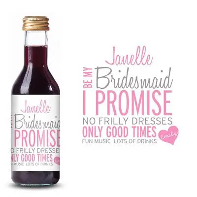 No Frilly Bridesmaid Mini Wine Label