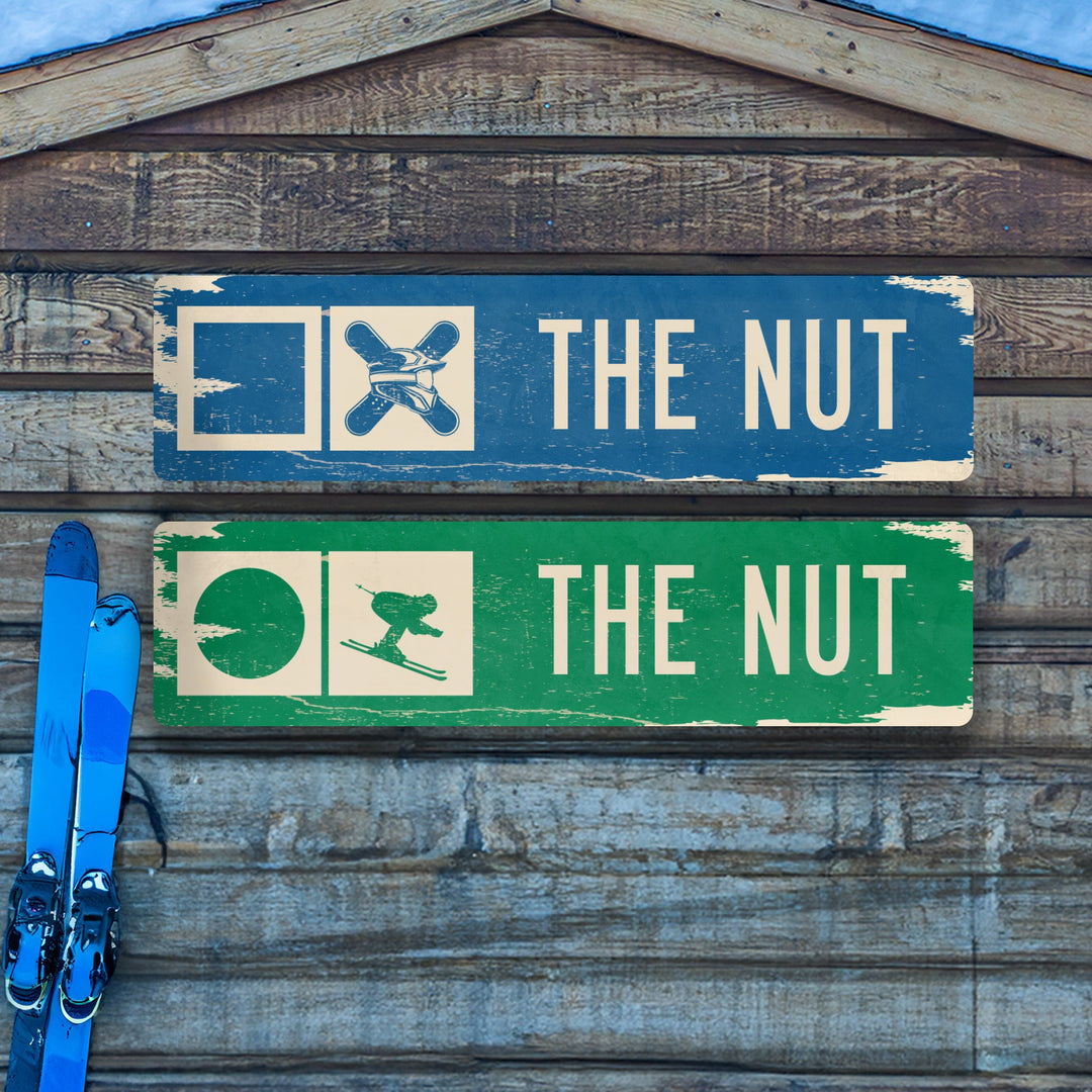 The Nut Ski Trail Distressed Metal Sign