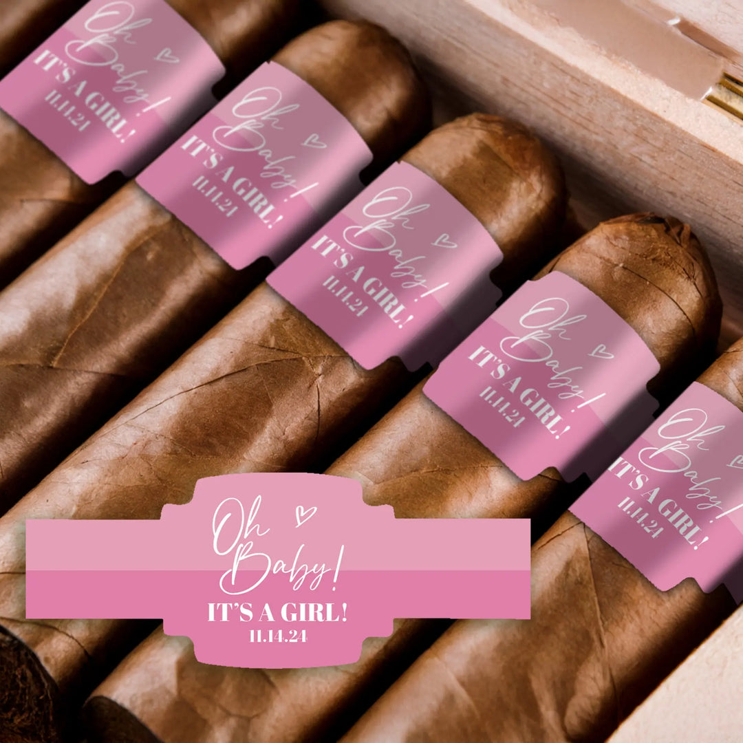 Oh Baby Shower Pink Cigar Label iCustomLabel