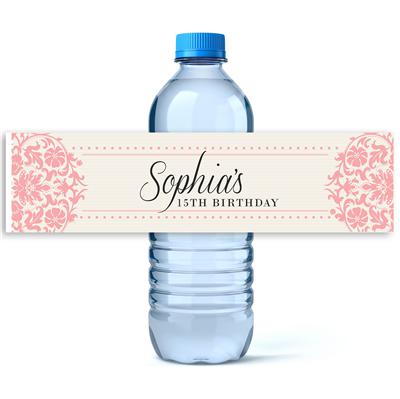 Ornate Pink Patterns Water Bottle Labels