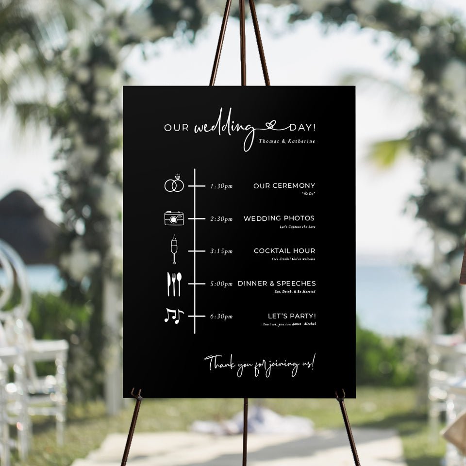 Day of Events Wedding Welcome Sign