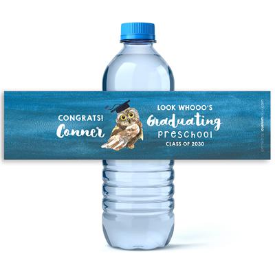 Owl Preschool Graduation Water Bottle Labels