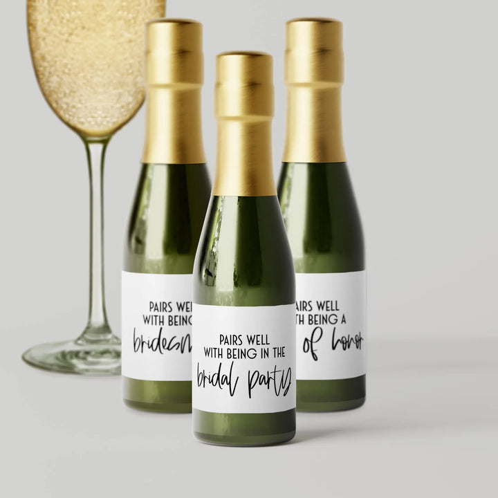 Pairs Well With Mini Champagne Split Label iCustomLabel