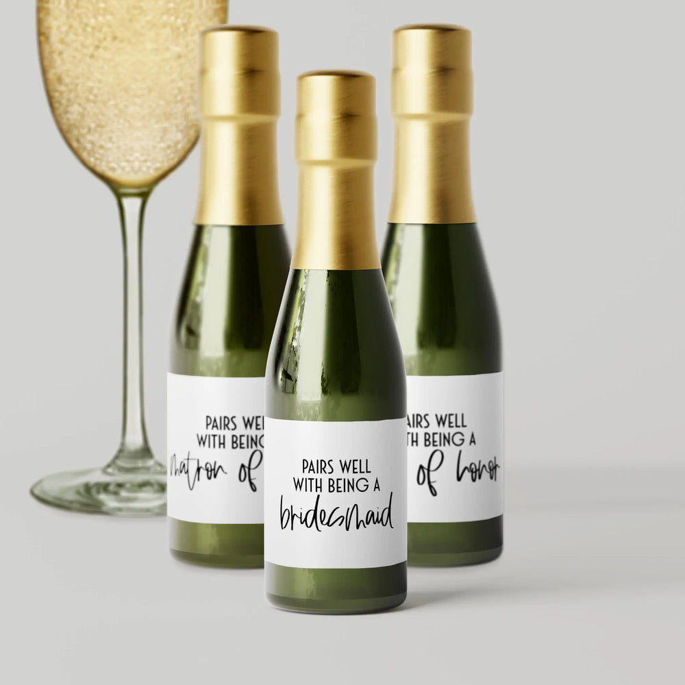 Pairs Well With Mini Champagne Split Label iCustomLabel